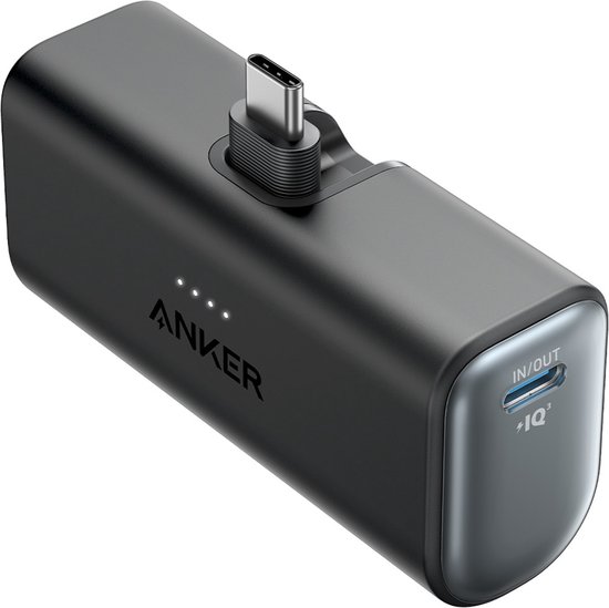 Anker Nano Powerbank 5000 mAh - 22,5W - Geïntegreerde Opvouwbare USB-C Connector - Compact Ontwerp - Zwart