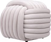 Lewis & Loft Pouf noué - Pouf d'assise gris clair - Meubles d'assise en velours - Design minimaliste - Tabouret d'assise décoratif - Pouf noué - 50x50x40 cm - Beige