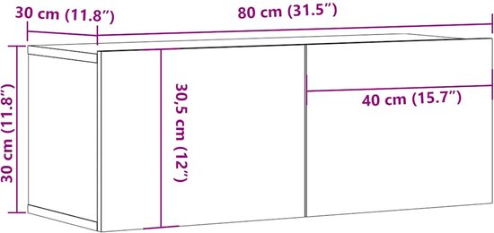 VidaXL Tv-wandmeubel 80x30x30 Cm Bewerkt Hout Gerook Eikenkleurig 741984526