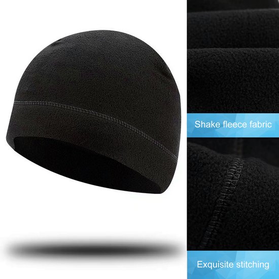 YONO Thermo Muts - Helmmuts Fleece - Fiets Muts voor onder Helm - Heren en Dames - Winter - Zomer - Zwart van Merkloos — afbeelding 3