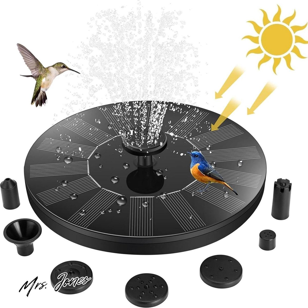 Mrs. Jones Fonteinpomp op zonne-energie upgrade 14 W vogelbad – 4 vaste staande houder zonne-fontein met 6 sproeiers – vrijstaande fonteinpaneel voor buiten – dompelpomp voor vijver zwembad terras tuin . Mrs. Jones Fonteinpomp op zonne-energie upgrade 14 W vogelbad – 4 vaste staande houder zonne-fontein met 6 sproeiers – vrijstaande fonteinpaneel voor buiten – dompelpomp voor vijver zwembad terras tuin .