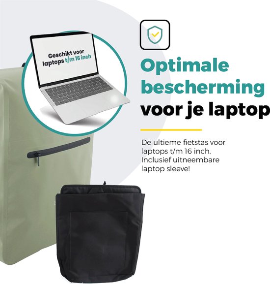 Voltano Luxe Fietstas / Rugtas 28L - Mint Groen - Enkele Pakaftas - 100% Waterdicht - Met Laptop Compartiment