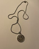 ketting zilver met draaiende smiley