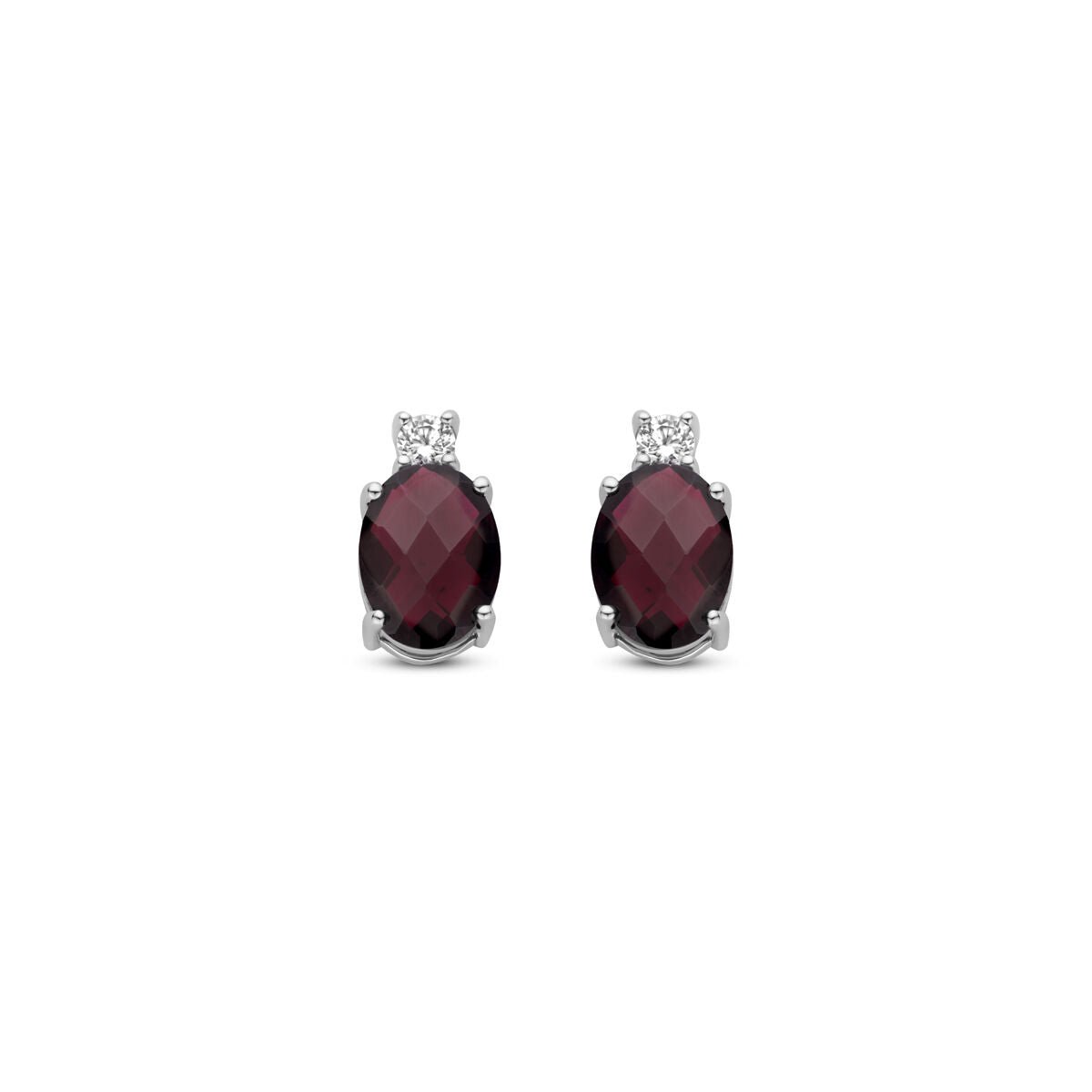 Zilver Gerhodineerd Oorknoppen Granaat En Zirkonia 10,5 Mm 1340316