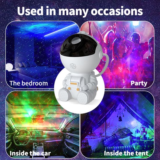 Ster nachtlampje- Projector - astronaut-babykamer - LED-nachtlampje- sterrenhemel -15 verlichtingscombinaties-dimbaar-Met afstandsbediening-Oplaadbaar van Merkloos — afbeelding 5