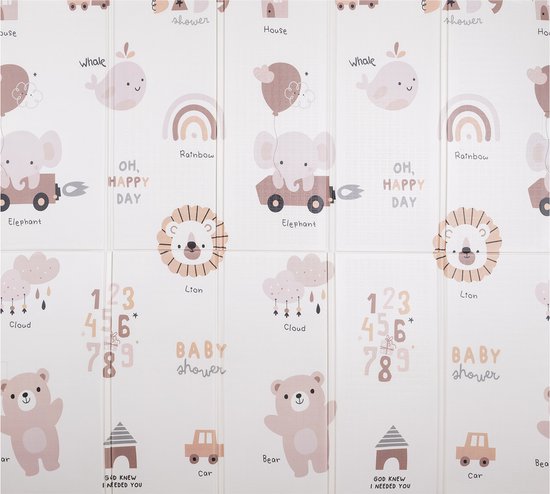 KiddyMoon Schuimmat baby Opvouwbaar 180x200x1 cm - Schuimmat Kindvriendelijk - Ideaal Voor Binnen - Antislipmat voor kinderen - Speelkleed groot - Vioermat foam - Bruin Olifant van KiddyMoon — afbeelding 2