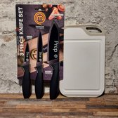 Bol.com Masterchef Keukenmessen set van 3 met Antibacteriële snijplank - Cadeauset - Giftset aanbieding