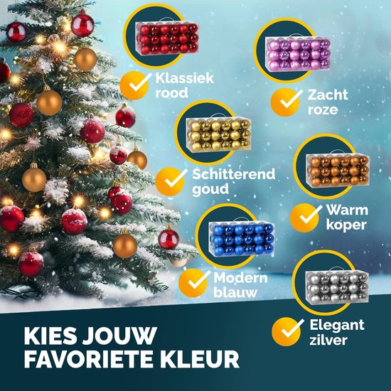 Boules de sapin de Noël en plastique couleur cuivre ensemble de 54 pièces