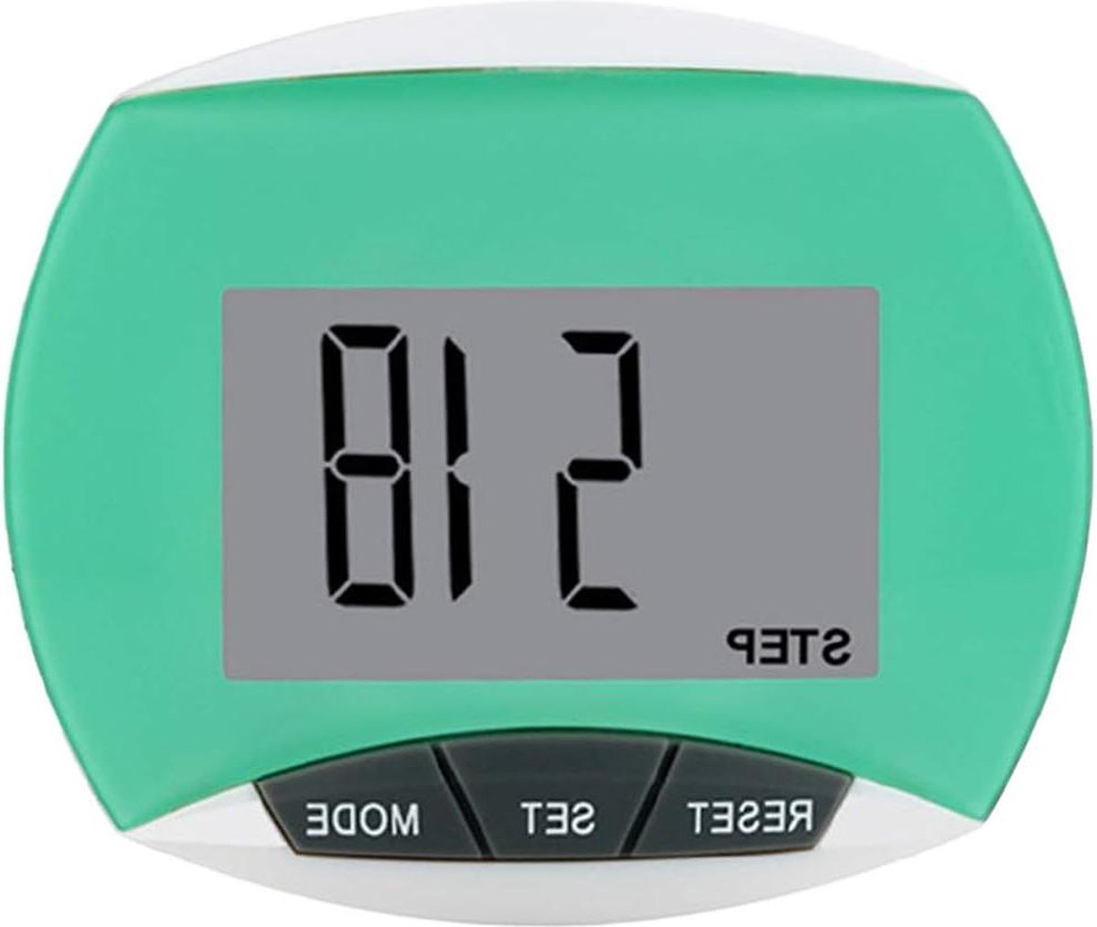 LCD multifunctionele wandelstapteller met riemclip voor het meten van stappen, afstand en calorieën.