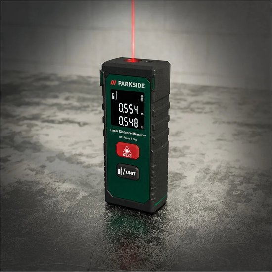 PARKSIDE® Laserafstandsmeter - Meetbereik: 0,075-20m - Meetnauwkeurigheid: ± 2 mm - Meeteenheid: metrisch en imperiaal - Eenvoudig en nauwkeurig meten met lasertechnologie