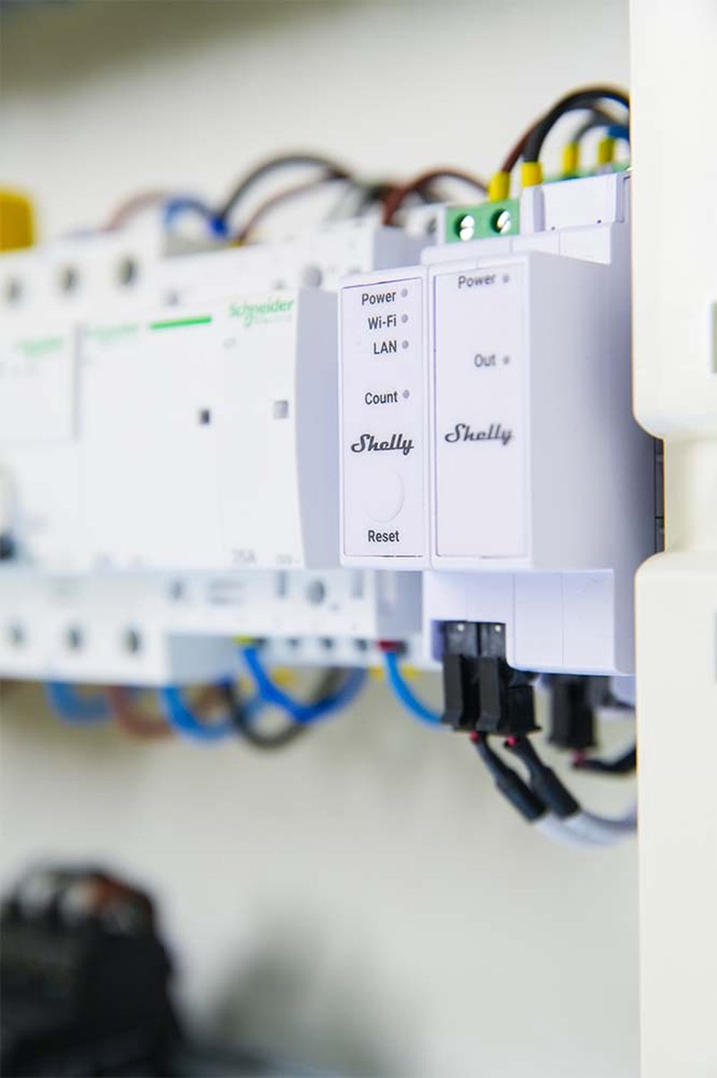 Shelly Pro 3EM-3CT63, WiFi, LAN & Bluetooth single or 3 phase smart energy meter, DIN rail mountable, real-time voltage amplifiers monitoring via app, no hub required, solar/mains measurement