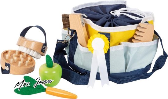 Mme. Ensemble de soins pour chevaux speelgoed Jones - ustensiles en bois - accessoires pour jouer avec le cheval - 12419 .