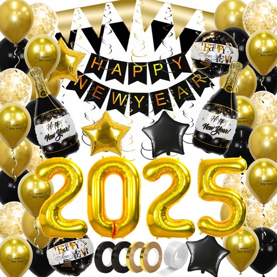 Happy New Year slinger goud ster (2,9m