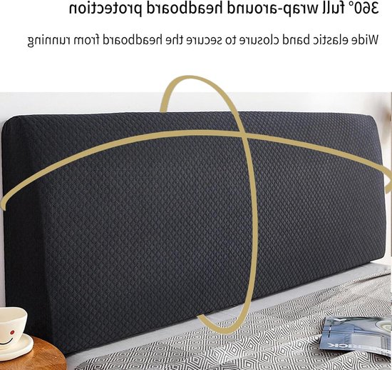 Beschermhoes voor het hoofdbord van het bed, rekbaar, 180-190 cm, stofdicht, verdikt, wit