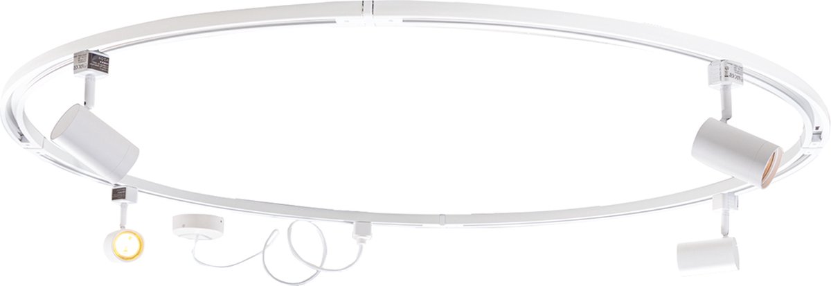QAZQA iconic jeana - Moderne Spot railsysteem verlichting, railverlichting geschikt voor led - 4 lichts - Ø 120 cm - Wit - Woonkamer | Slaapkamer | Keuken