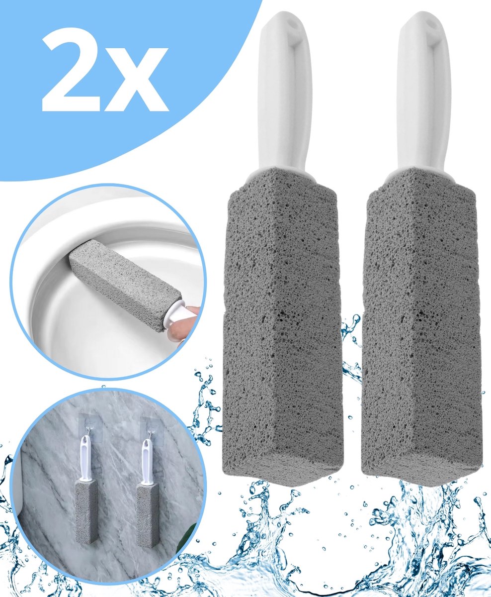 Boncy® Puimsteen voor wc - 2 Stuks WC-borstel Set - Schoonmaak Toilet - Wit Poetssteen met handvat - Cleaningblock Cleaning block - Urinesteen verwijderaar voor urinoir