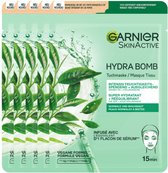 Garnier SkinActive Hydra Bomb Sheet Mask Groene Thee - 5 Stuks - Gezichtsmasker voor Normale & Gemengde Huid