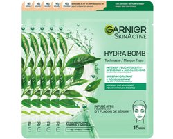 Garnier SkinActive Hydra Bomb Sheet Mask Groene Thee - 5 Stuks - Gezichtsmasker voor Normale & Gemengde Huid