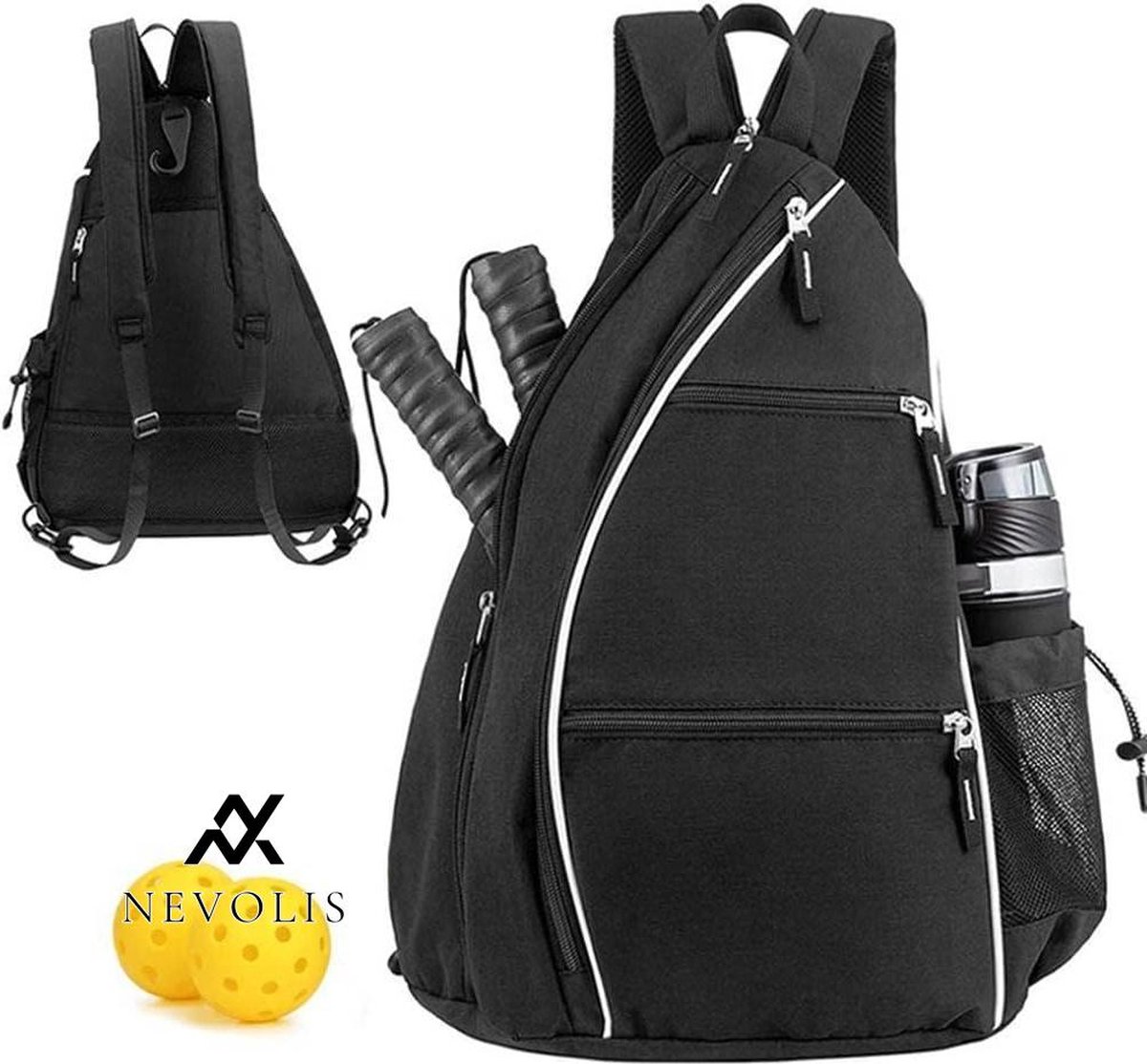 Nevolis Upgrade waterdichte tennisrugzak - verstelbare tennistas voor dames en heren om 1 of 2 tennisrackets badminton- en squashrackets ballen multifunctionele sportrugzak vast te houden .