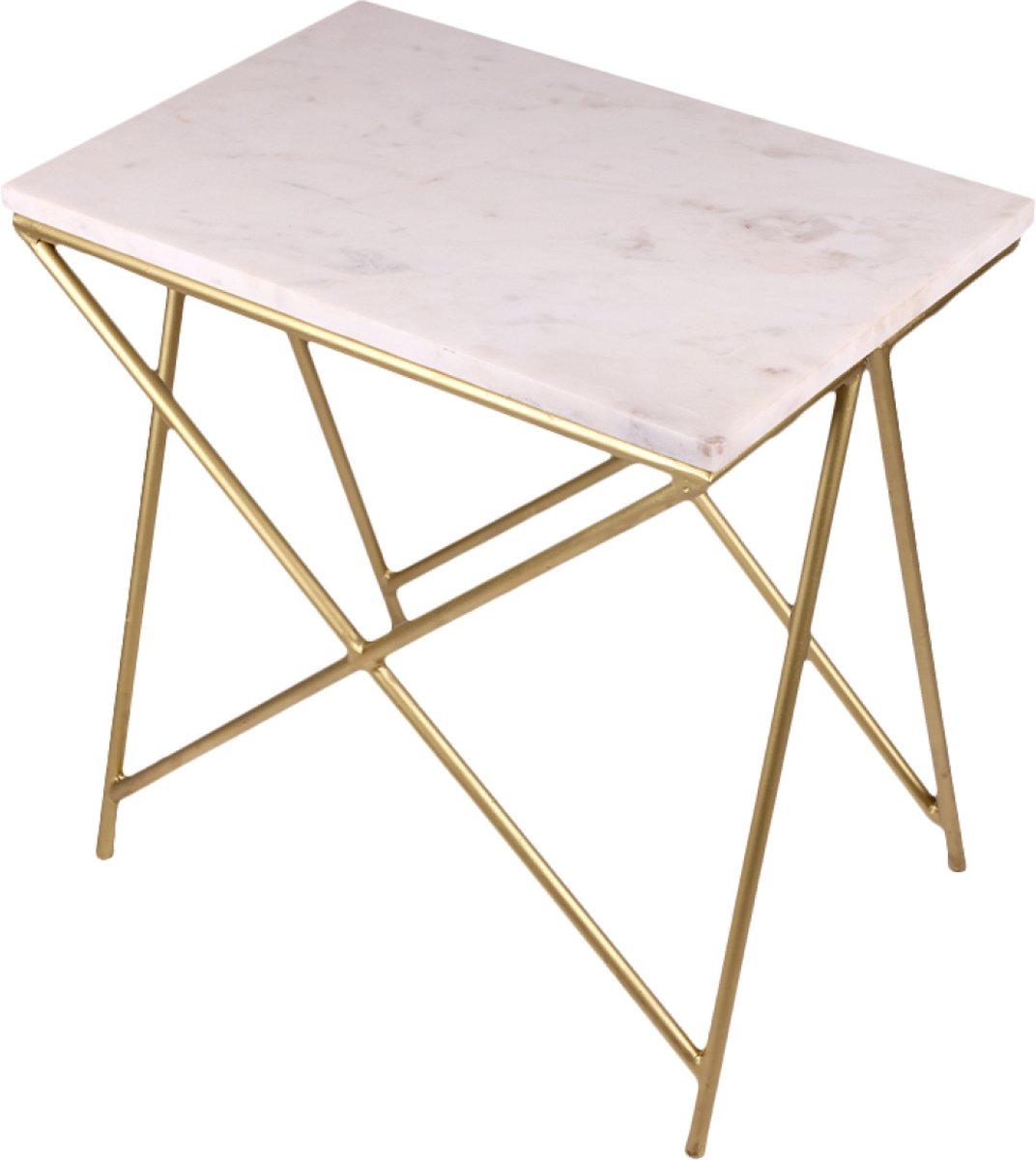 OHNO - Briggs Bijzettafel - Wit Marmerlook Blad - Gouden poten - Hoog