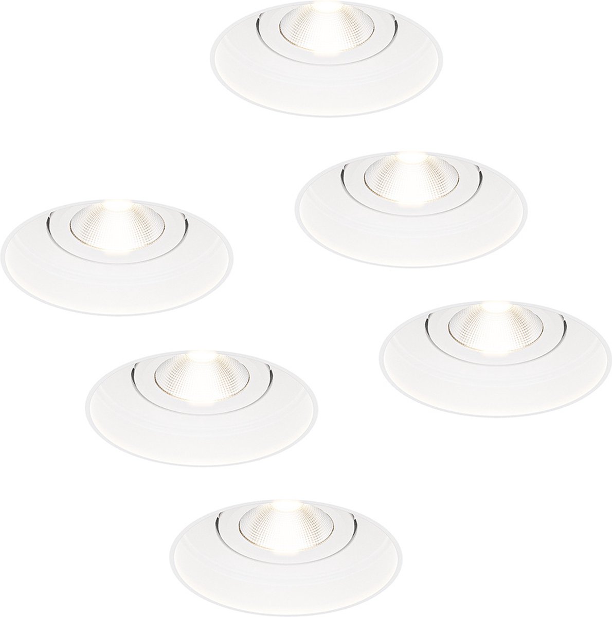 HOFTRONIC LED inbouwspots Lugo trimless – 6 stuks 5 watt 450 lumen – dimbaar kantelbaar – wit aluminium – IP65 – warm wit 2700K – badkamer binnen buiten inbouwspot plafond