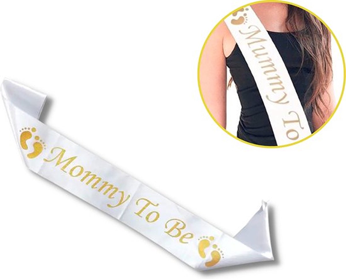 Knaak Sjerp Mom to Be - Wit met Goud - Baby Shower - Kraamfeest - Gender Reveal - 1 stuk