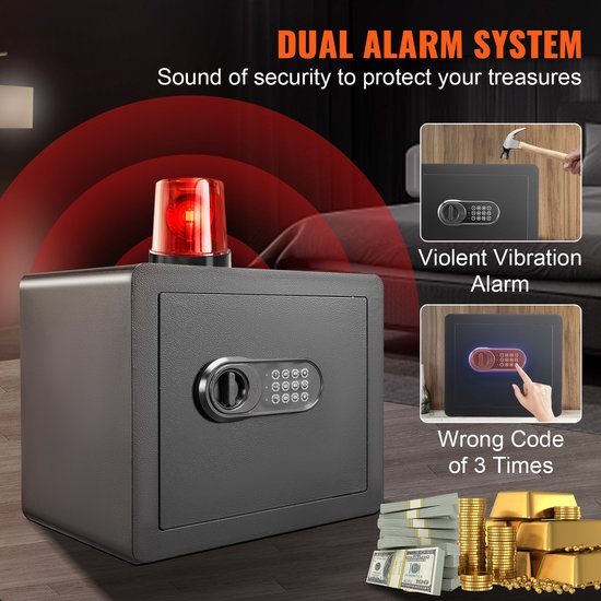 VEVOR Safe Kluizen 1,2 Kubieke Voet Home Safe Staal voor Contant Geld Goud 15,8 x 11,8 x 13,8 Inch