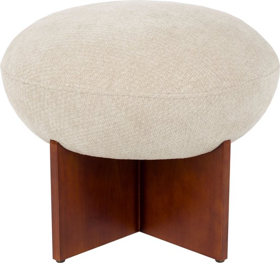Housecraft Living Ufo Pouf sur Socle en Bois Rond 51 cm Beige/Marron