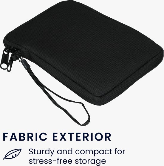 kwmobile universele e-reader hoes geschikt voor 6" eReader hoesje - Stoffen cover voor eReader 17 x 12 x 2 cm - E reader sleeve met rits - In zwart — afbeelding 4