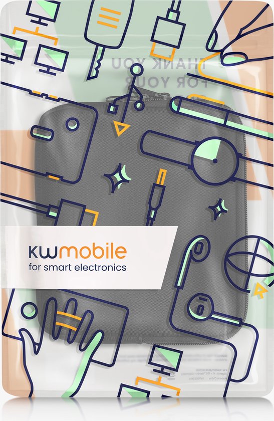 kwmobile universele e-reader hoes geschikt voor 6,8-7" eReader hoesje - Stoffen cover voor eReader 17,5 x 14,7 cm - E reader sleeve met rits - In zwart van kwmobile — afbeelding 2