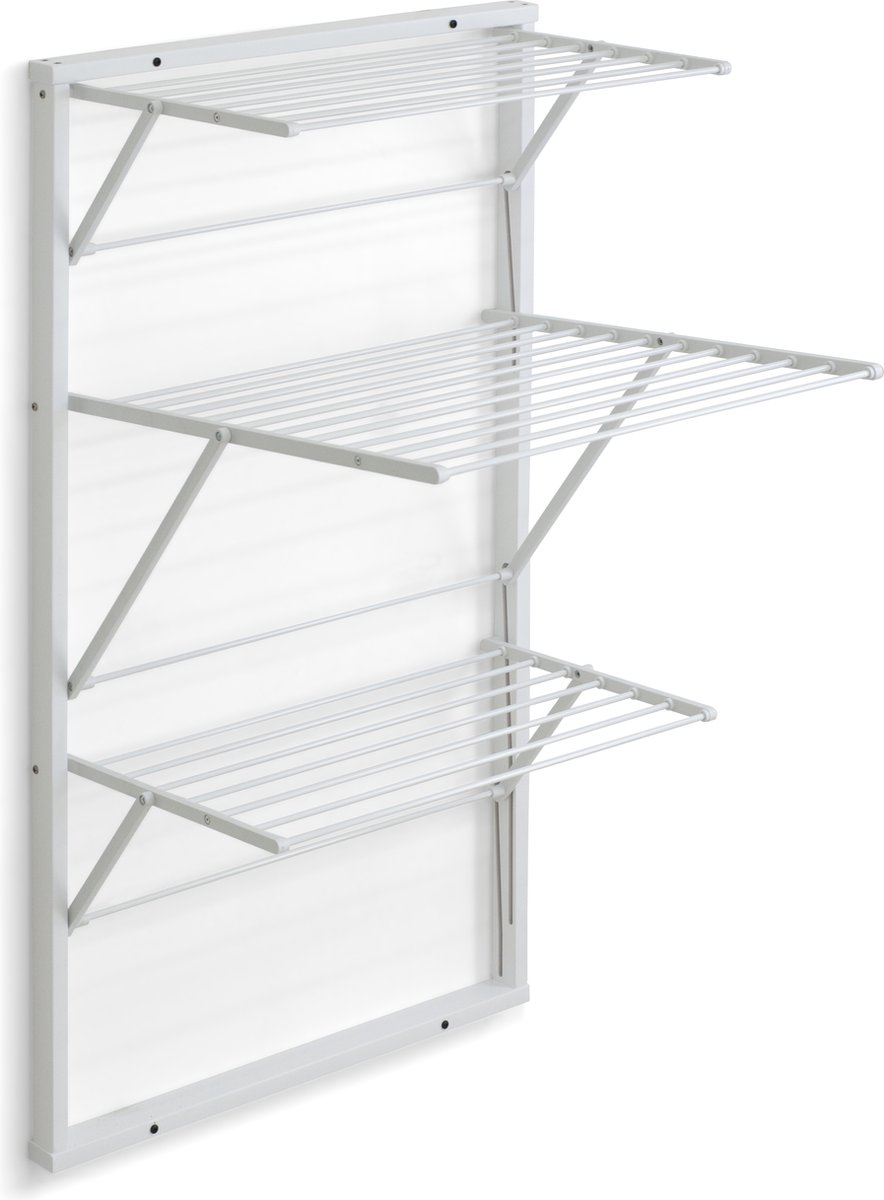 Arredamenti Italia 616 KARIM - Beukenhouten Handdoekrek - Inklapbaar Wanddroogrek - 15m Drooglengte - Kleur: wit - ARIT - Il cuore del legno