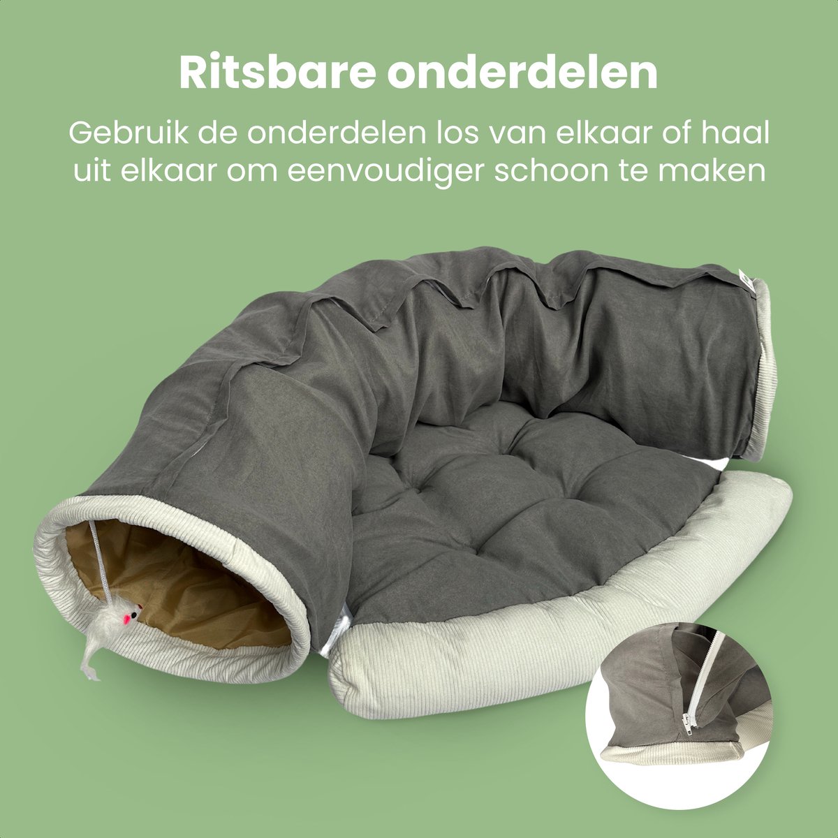 Pawsource Kattentunnel - kattenbed - speeltunnel - kattenmand 2in1 – foto 6