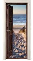 Deurposter 80x205 cm - Deursticker Doorkijk - Strand - Zee - Pad - Duinen - Meubelfolie zelfklevend - Deurfolie woonkamer - Interieurfolie fotobehang - Deur plakfolie - Deurstickers - Deurbehang sticker - Kamer decoratie