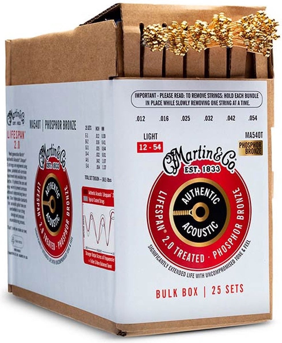 Martin & Co MA540T/BULK Phosphor Bronze Akoestische Gitaar Snaren Light 25-Pack (012–054)