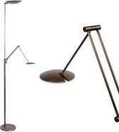 Lampadaire LED orientable classique avec lampe de lecture | 2 lumières | bronze | métal | 184 cm | lampadaire / lampe de salon | design moderne / fonctionnel