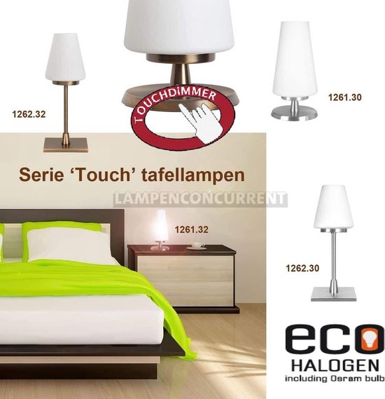 Lampe de table 'Touch' bronze | 25 cm | blanc