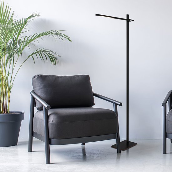 Lampadaire / lampe de lecture Stekk | 1 lumière / 3 positions dimmable | aluminium noir | lampe sur pied réglable / rotative | le salon | design élégant et moderne