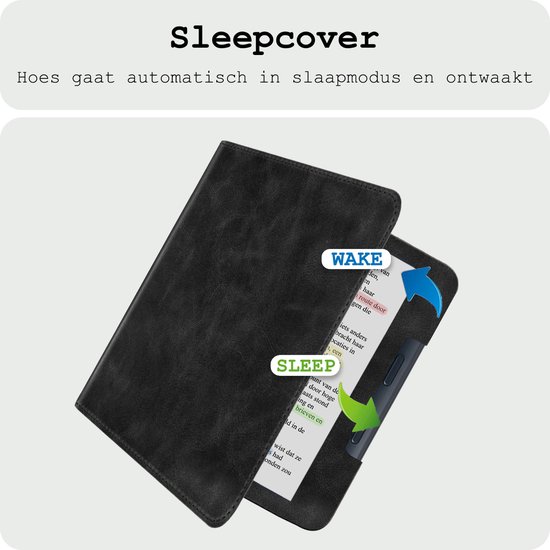Hoes Geschikt voor Kobo Libra Colour Leren Hoesje Bookcase Cover Hoes Met Screenprotector - Hoesje Geschikt voor Kobo Libra Colour Hoes Cover Case Leer - Zwart van Merkloos — afbeelding 3