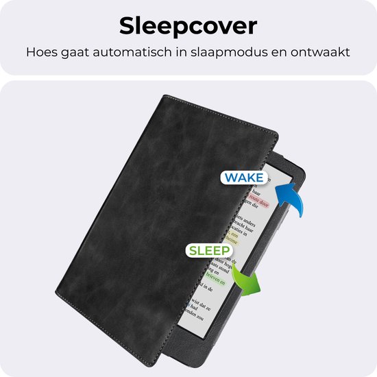 Hoesje Geschikt voor Kobo Clara BW Hoesje Leer Luxe Bescherm Case - Hoes Geschikt voor Kobo Clara BW Leren Hoes Book Cover - Zwart van Hoesje  — afbeelding 3