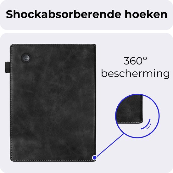 Hoesje Geschikt voor Kobo Clara BW Hoesje Leer Luxe Bescherm Case - Hoes Geschikt voor Kobo Clara BW Leren Hoes Book Cover - Zwart van Hoesje  — afbeelding 5