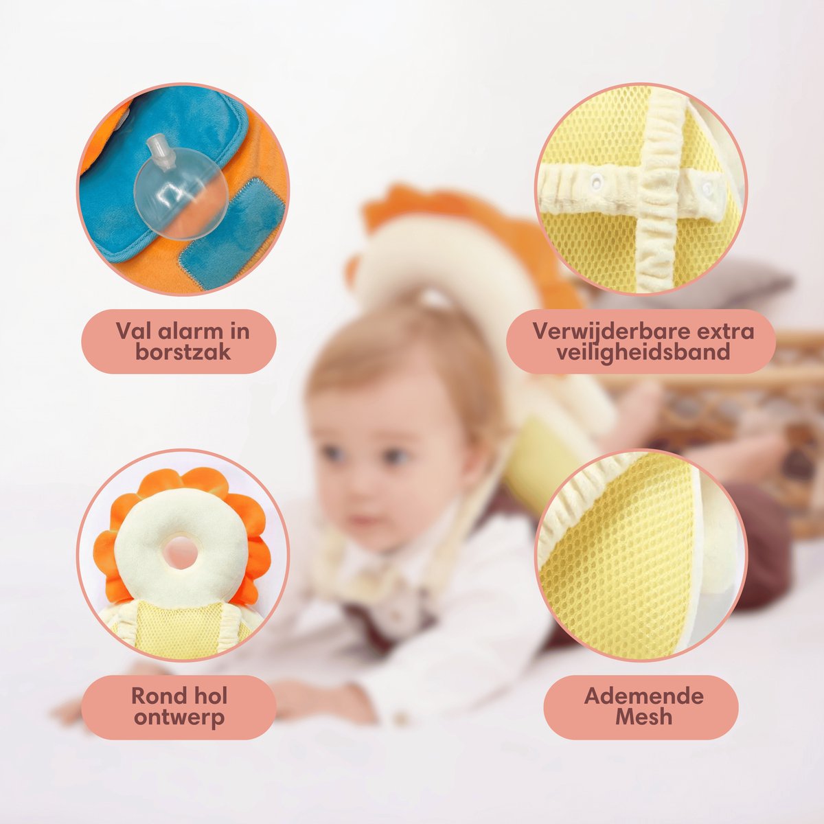 Vulpes Goods® BabyCare Baby Hoofdbeschermer – Leeuwtje - Afbeelding 6