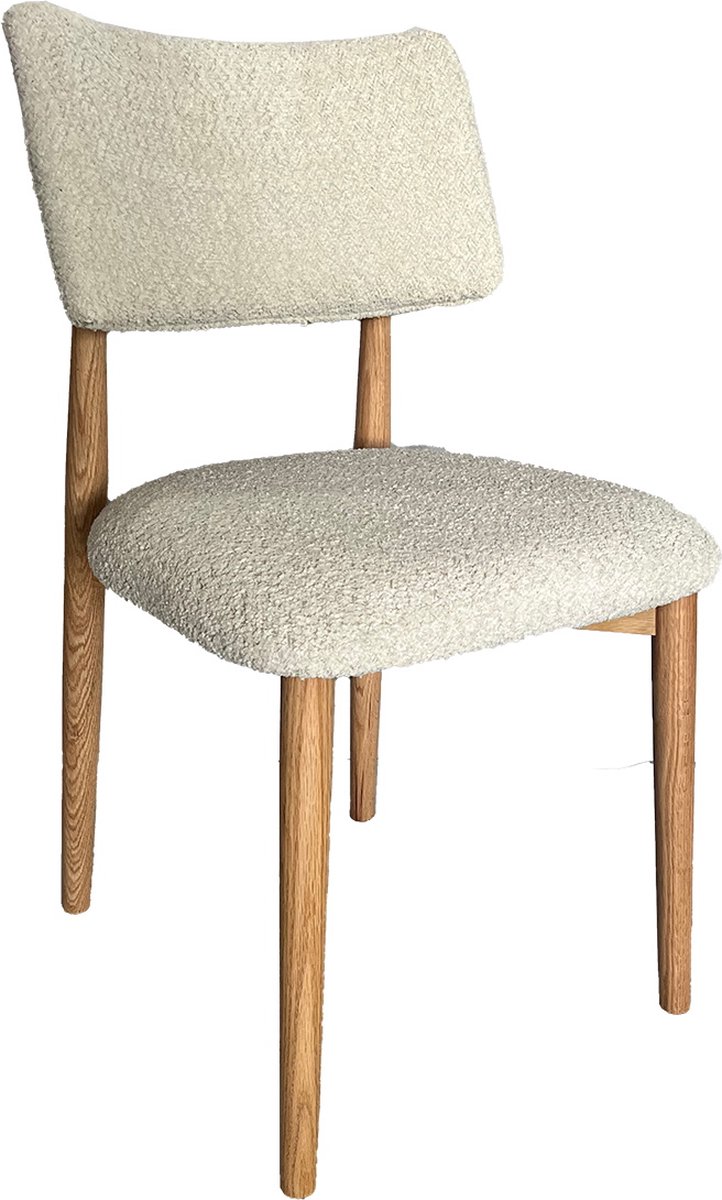 Giga Meubel Eetkamerstoel Nova - Eikenhout/Polyester - Beige - Set van 2