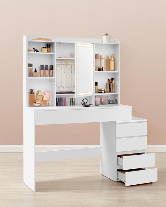 MIRA Home - Kaptafel - Make-up Tafel - Wit - Spaanplaat - 117.5x40x145cm