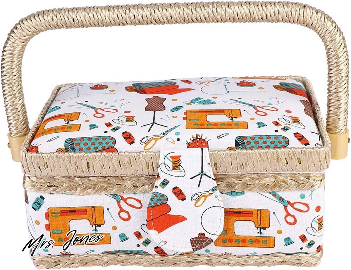 Mrs. Jones Naaimand-organizer en naaidozen met uitneembare compartimenten - opbergdoos voor naaibenodigdheden 25 x 16 x 104 cm .