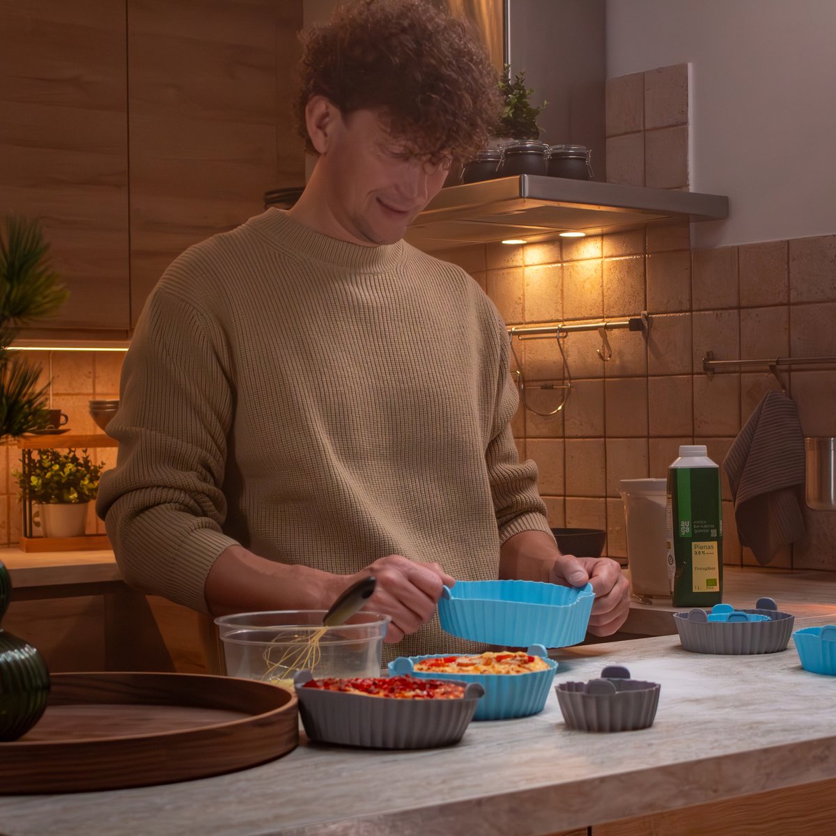 Keukenvriend Airfryer Bakjes Siliconen set - 6 stuks - Airfryer Accessoires siliconen - Verschillende formaten - Blauw - Heteluchtoven — afbeelding 2