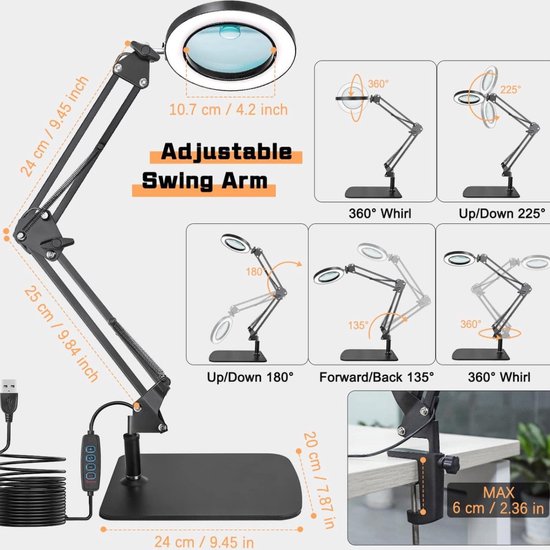 Dimbare Leeslamp Handsfree Vergrootglas Om Te Lezen Of Handig Voor De Hobby 25x Vergroting) (vm966b Loeplamp Led Dimbare Leeslamp Handsfree Vergrootglas Om Te Lezen Of Handig Voor De Hobby 25x Vergroting) (vm966b Loeplamp Led