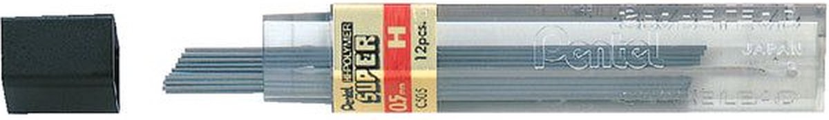 Potloodstift Pentel H 0.5mm zwart koker à 12 stuks
