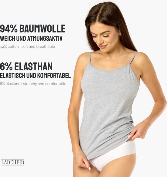 Ladeheid 3 pack Dameshemd Singlet-Onderhemd – Grijs – L - LA-LA40-263-US