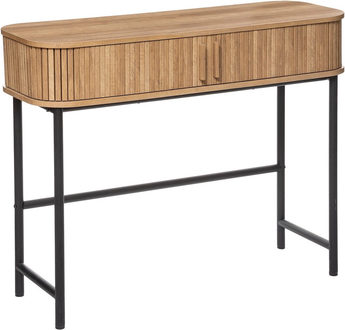 Sidetable Bali (100 x 35 x 80 cm) - Sidetable Industrieel met Deurtjes - Landelijk Hout - Wandtafel Sidetable - Haltafel - Smalle tafel Sidetabel mangohout zwart - Side Table Industrieel 100cm x 35cm x 80,5cm