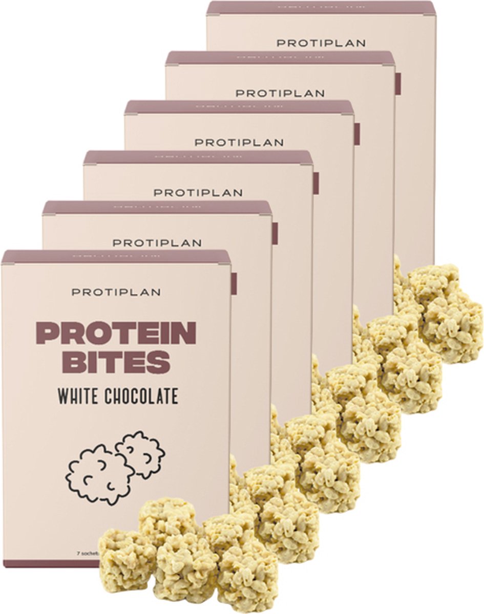 Goedkoopste Protiplan | Mini Witte Chocolade Krispies | 6 stuks | 6 x 7 x 24 gram | Low carb snack | Snel afvallen zonder hongergevoel!